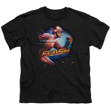 Black youth t-shirt for ages 8 to 12 with The Flash (TV Series) Fastest Man graphic