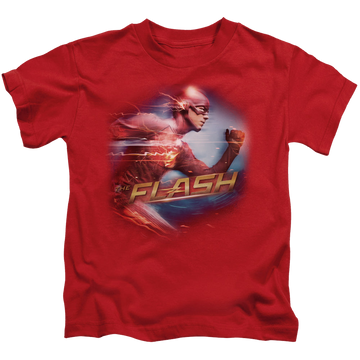 Red kid's t-shirt for ages 4 to 7 with The Flash (TV Series) Fastest Man graphic