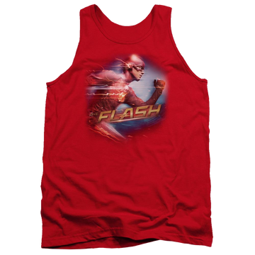 Red men's tank with The Flash Fastest Man graphic