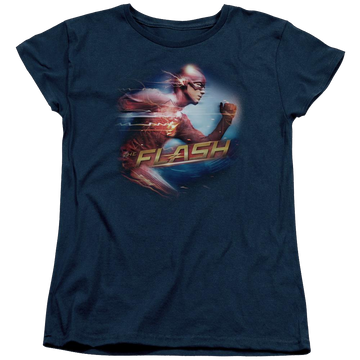 Navy women's t-shirt with The Flash (Tv Series) Fastest Man graphic