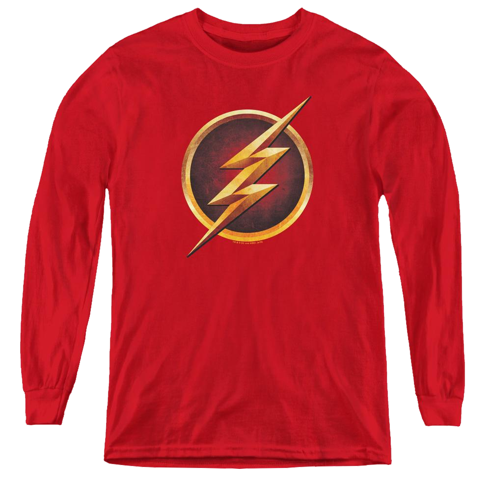 Flash, The (Tv Series) Chest Logo - Youth Long Sleeve T-Shirt Youth Long Sleeve T-Shirt The Flash