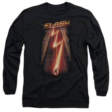 Black men's long sleeve t-shirt with Flash Ave graphic