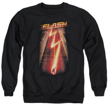 Black men's crewneck sweatshirt with Flash Ave graphic