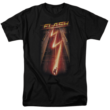 Black men's regular fit t-shirt with Flash Ave graphic