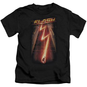 Black kid's t-shirt for ages 4 to 7 with The Flash (TV Series) Flash Ave graphic