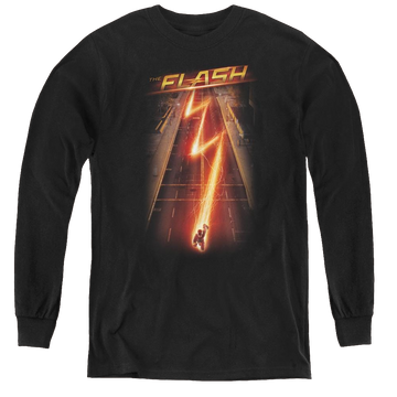 Black youth long sleeve t-shirt with The Flash (Tv Series) Flash Ave graphic