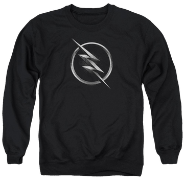 Black men's crewneck sweatshirt with The Flash Zoom Logo graphic