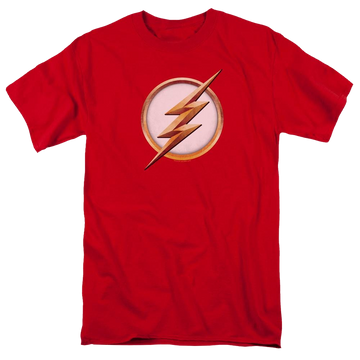 Red men's regular fit t-shirt with The Flash Season 4 Logo graphic