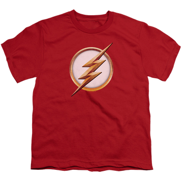 Red youth t-shirt for ages 8 to 12 with The Flash (TV Series) Season 4 Logo graphic