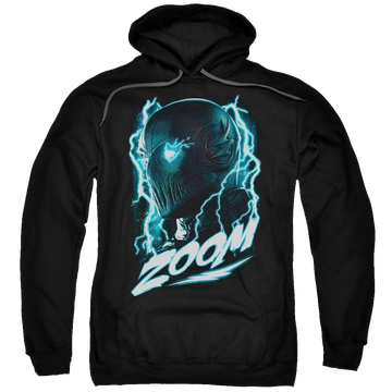 Black pullover hoodie with The Flash Zoom graphic