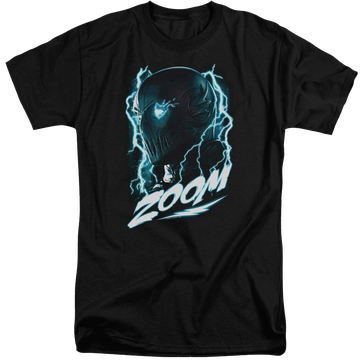 Black men's tall fit t-shirt with The Flash Zoom graphic