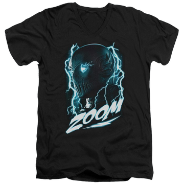 Black men's v-neck t-shirt with The Flash Zoom graphic