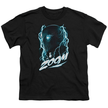 Black youth t-shirt for ages 8 to 12 with The Flash (TV Series) Zoom graphic