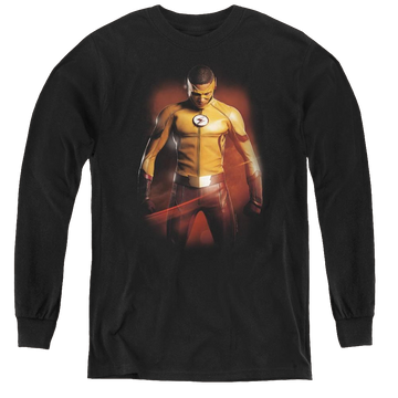 Black youth long sleeve t-shirt with The Flash (Tv Series) Kid Flash graphic