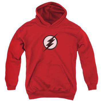Red youth hoodie for ages 8 to 12 with The Flash (TV Series) Jesse Quick Logo graphic