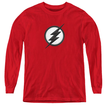 Red youth long sleeve t-shirt with The Flash (Tv Series) Jesse Quick Logo graphic