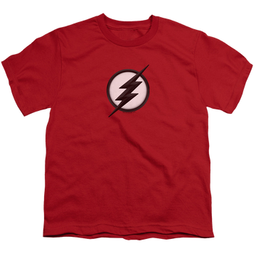 Red youth t-shirt for ages 8 to 12 with The Flash (TV Series) Jesse Quick Logo graphic