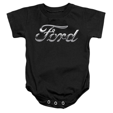 Black baby bodysuit with Chrome Ford Logo graphic