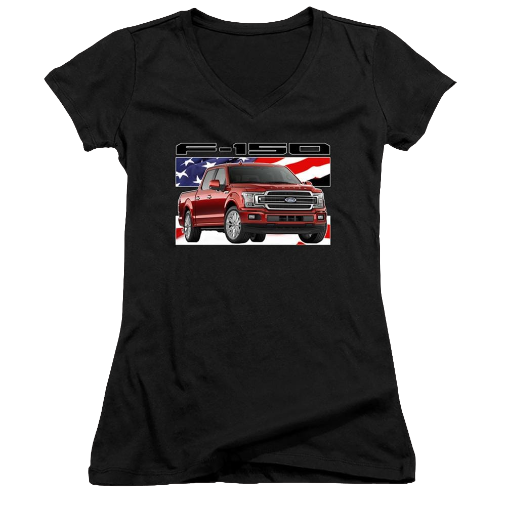 Ford F 150 Flag - Juniors V-Neck T-Shirt Juniors V-Neck T-Shirt Ford