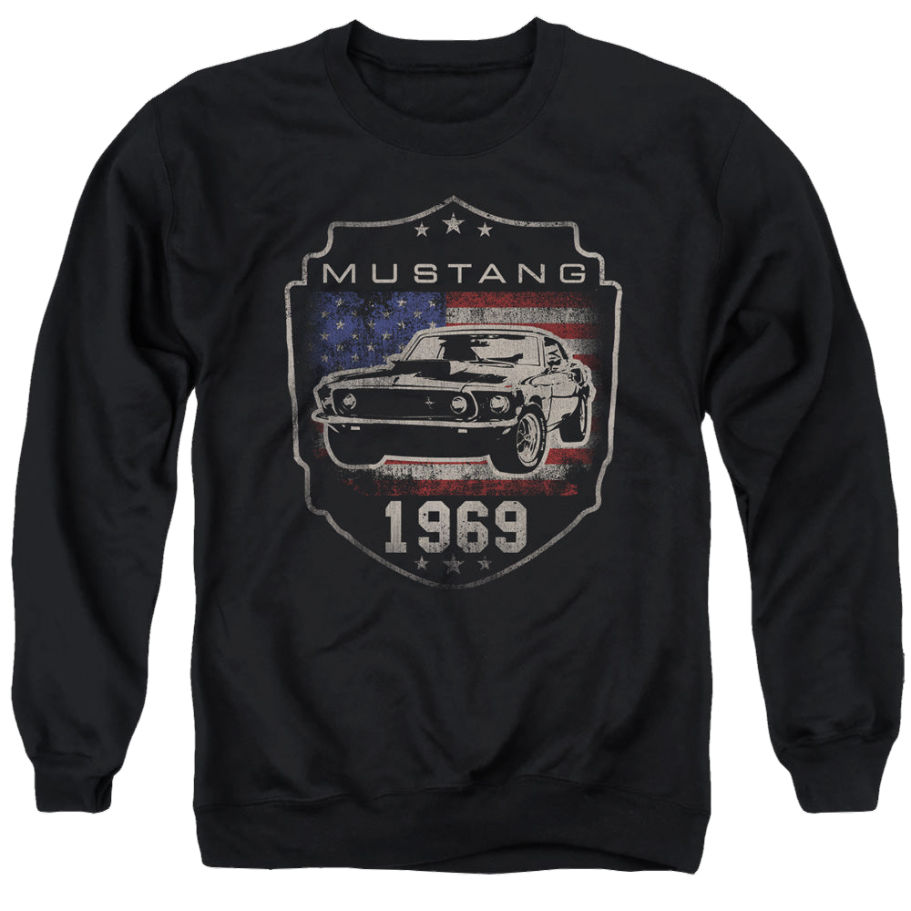 Ford Mustang 1969 Flag - Men's Crewneck Sweatshirt Men's Crewneck Sweatshirt Ford