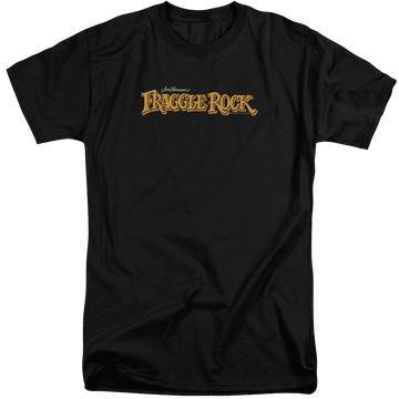 Black men's tall fit t-shirt with Fraggle Rock Logo graphic