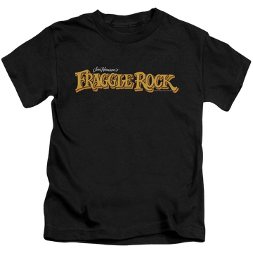 Black kid's t-shirt for ages 4 to 7 with Fraggle Rock Logo graphic
