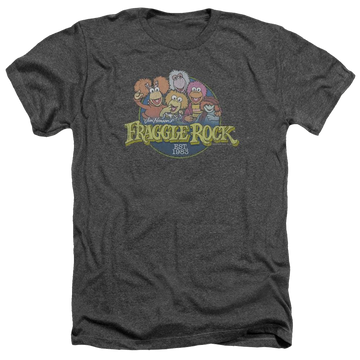 Charcoal men's heather t-shirt with Fraggle Rock Circle Logo graphic
