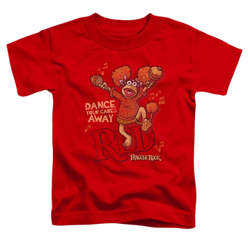 Red toddler t-shirt with Fraggle Rock Dance graphic