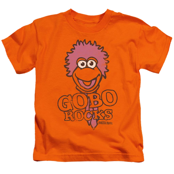 Orange kid's t-shirt for ages 4 to 7 with Fraggle Rock Gobo Rocks graphic