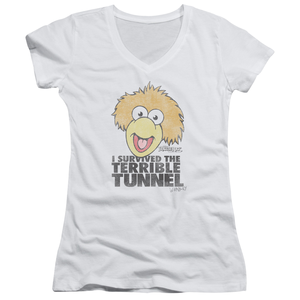 Fraggle Rock Terrible Tunnel - Juniors V-Neck T-Shirt Juniors V-Neck T-Shirt Fraggle Rock