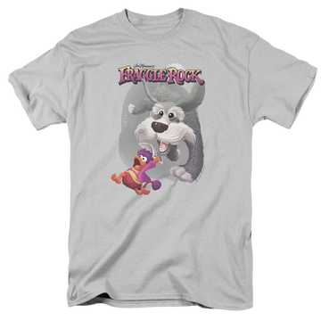 Silver men's regular fit t-shirt with Fraggle Rock In Pursuit graphic
