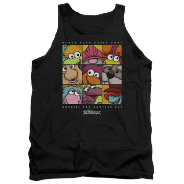 Black men's tank with Fraggle Rock Squared graphic