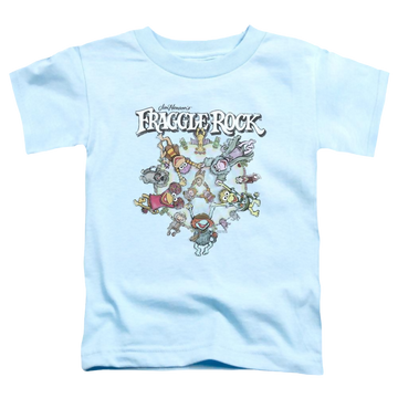 Light blue toddler t-shirt with Fraggle Rock Spinning Gang graphic