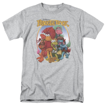 Athletic heather men's regular fit t-shirt with Fraggle Rock Group Hug graphic
