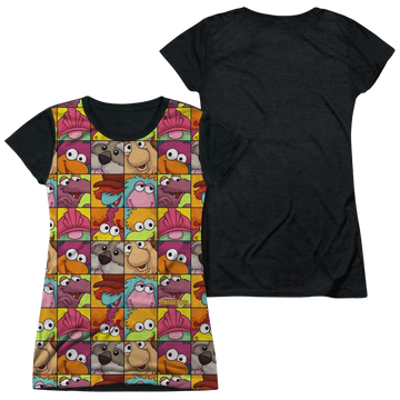 Fraggle Rock Character Squares - Juniors Black Back T-Shirt Juniors Black Back T-Shirt Fraggle Rock