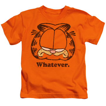 Orange kid's t-shirt for ages 4 to 7 with Garfield Whatever graphic