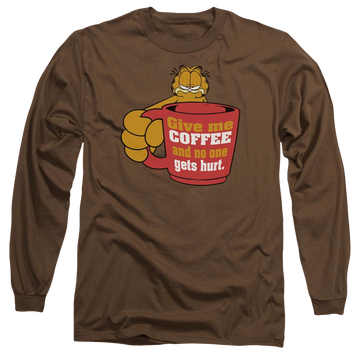 Coffee men's long sleeve t-shirt with Garfield Give Me Coffee graphic