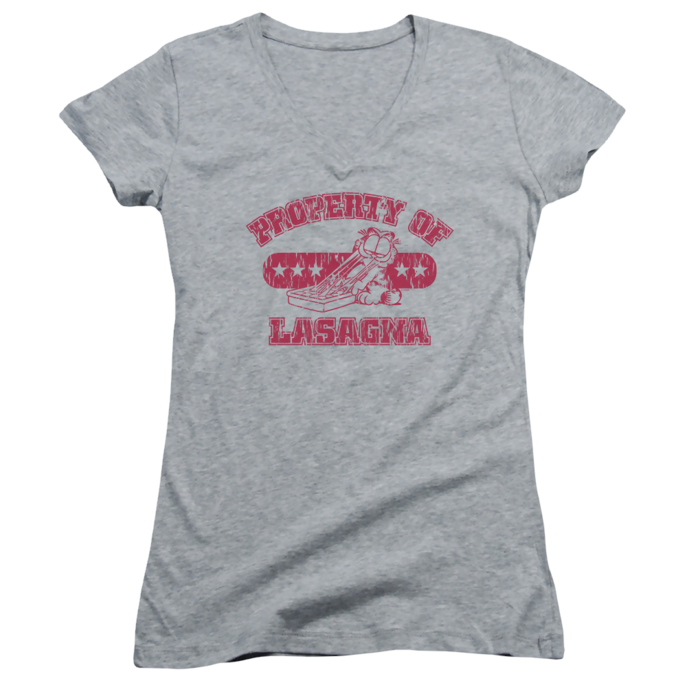 Garfield Property Of Lasagna - Juniors V-Neck T-Shirt Juniors V-Neck T-Shirt Garfield