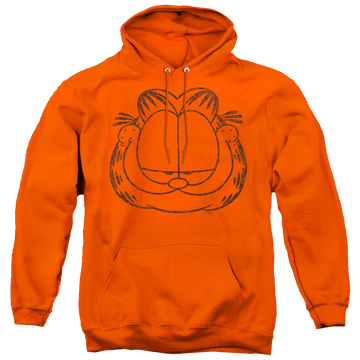 Orange pullover hoodie with Garfield Smirking Distressed graphic
