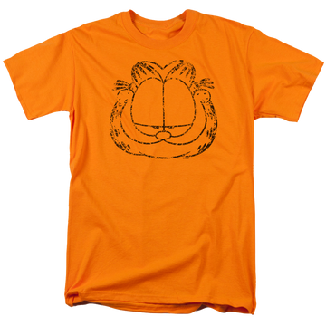 Orange men's regular fit t-shirt with Garfield Smirking Distressed graphic