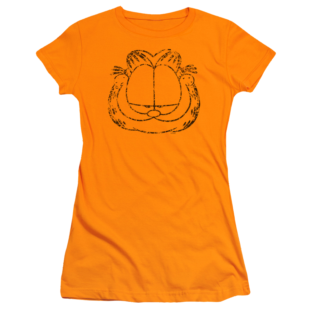 Garfield Smirking Distressed - Juniors T-Shirt Juniors T-Shirt Garfield