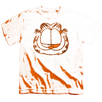 Orange youth t-shirt for ages 8 to 12 with Garfield Smirking Distressed graphic