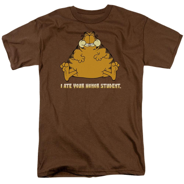 Coffee men's regular fit t-shirt with Garfield I Ate Your Honor Student graphic