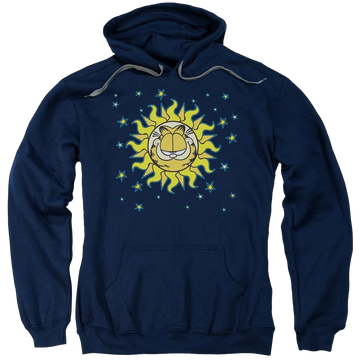 Navy pullover hoodie with Garfield Celestial graphic