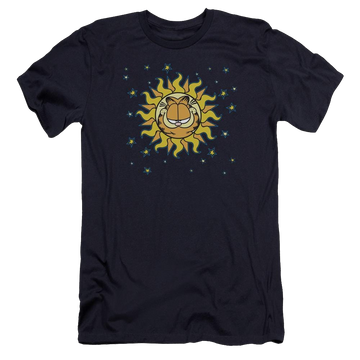 Navy men's premium slim fit t-shirt with Garfield Celestial graphic