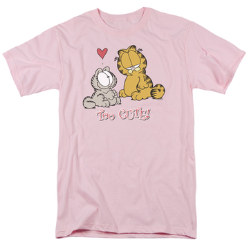 Pink men's regular fit t-shirt with Garfield Too Cute graphic