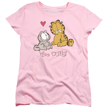 Pink women's t-shirt with Garfield Too Cute graphic