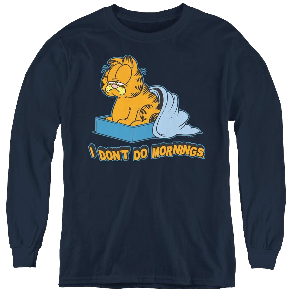 Garfield I Dont Do Mornings - Youth Long Sleeve T-Shirt Youth Long Sleeve T-Shirt Garfield