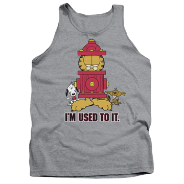 Athletic heather men's tank with Garfield Im Used To It graphic