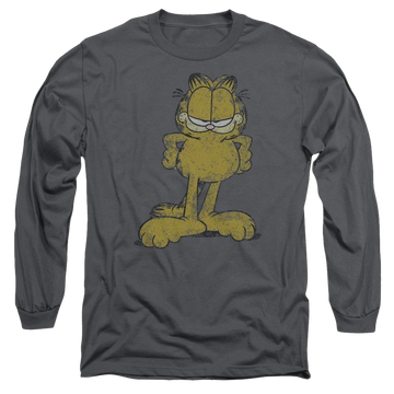 Charcoal men's long sleeve t-shirt with Garfield Big Ol Cat graphic